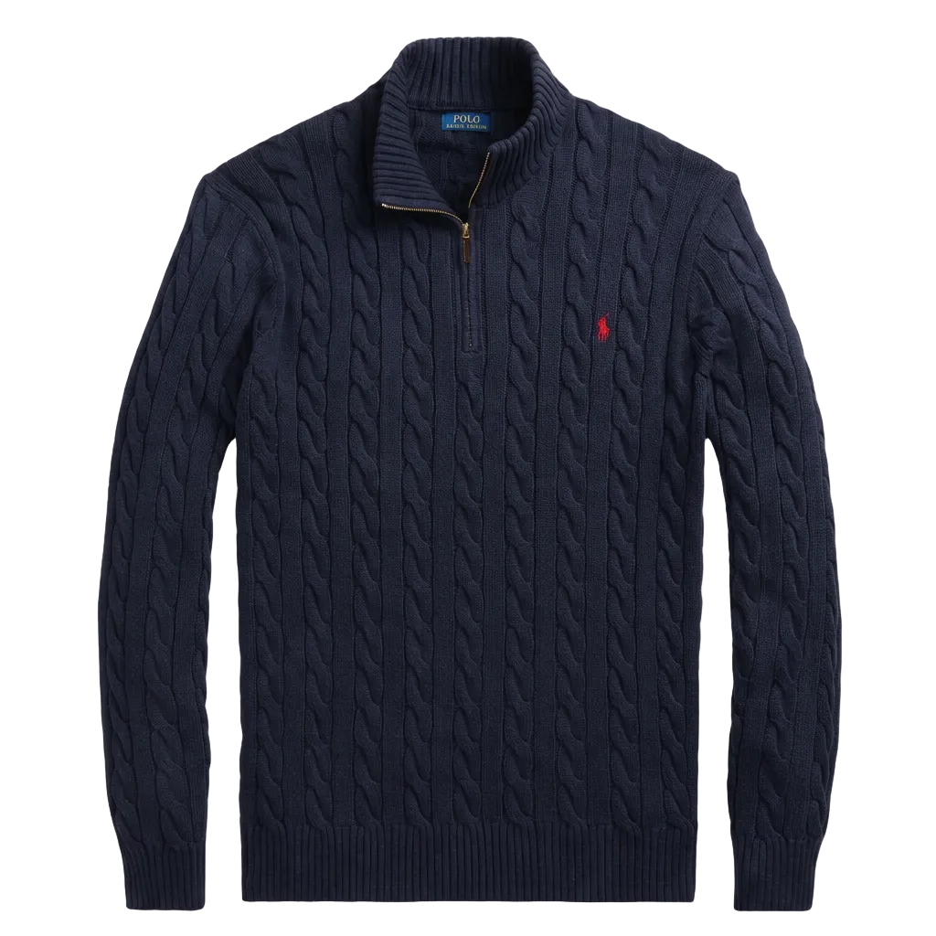 Ralph Lauren Navy Cable Knit ¼ Zip