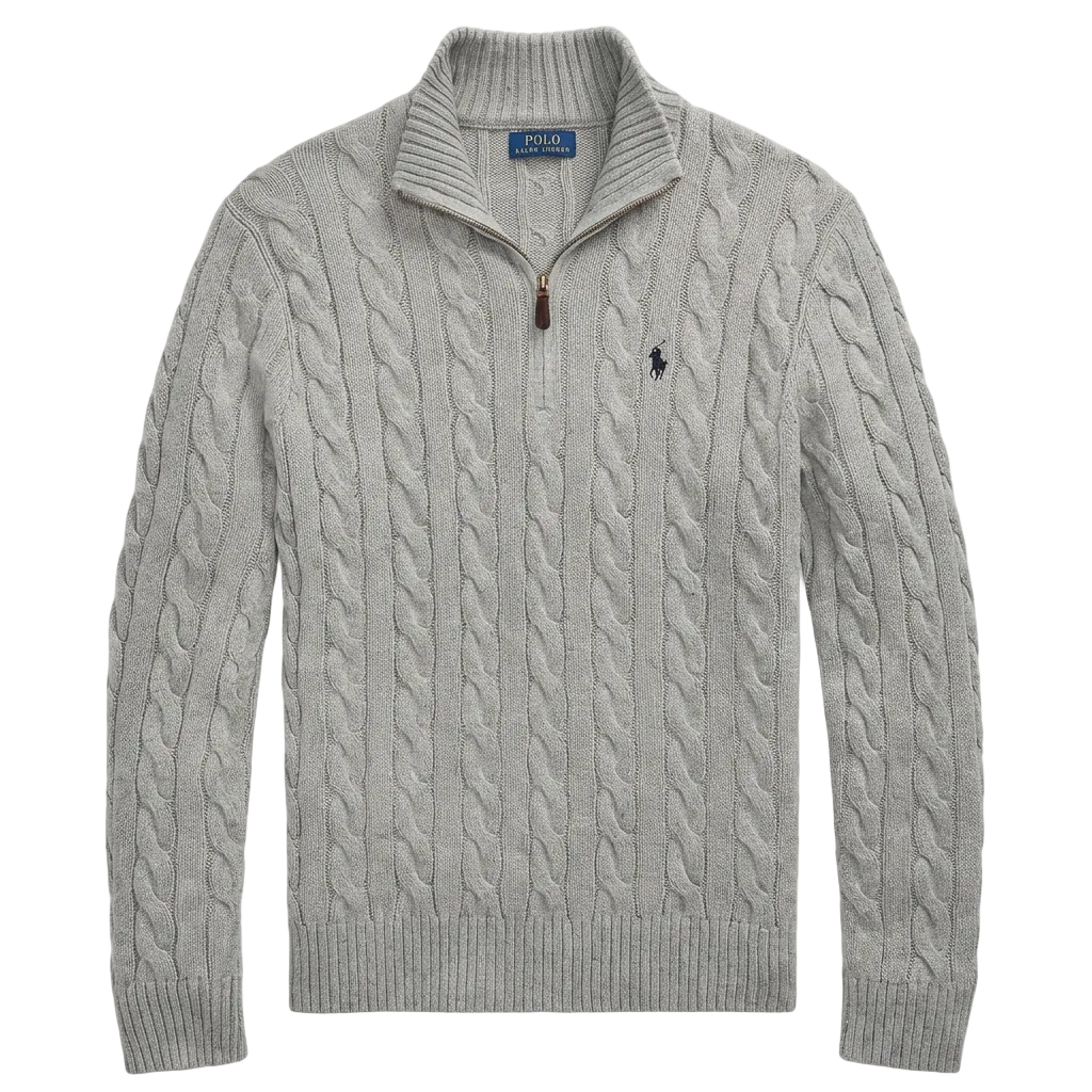 Ralph Lauren Grey Cable Knit ¼ Zip