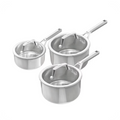 Ninja EverClad Stainless Steel 3-Piece Saucepan Set with Lids
